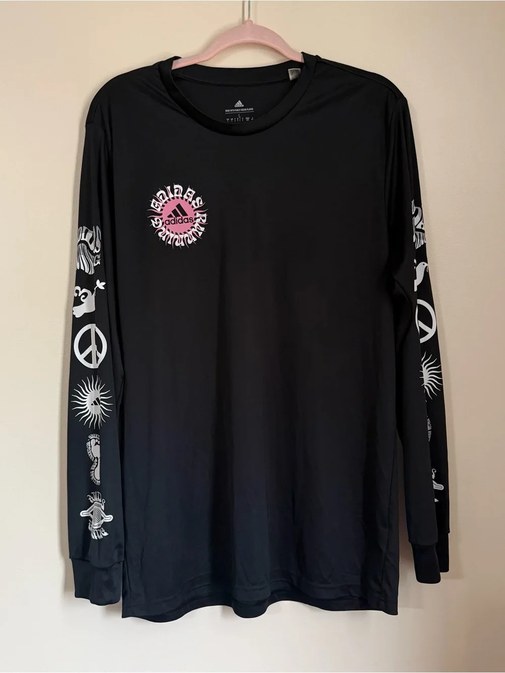 Adidas Black Running Shirt Long Sleeves Size Large Athletic Run Club Marathon